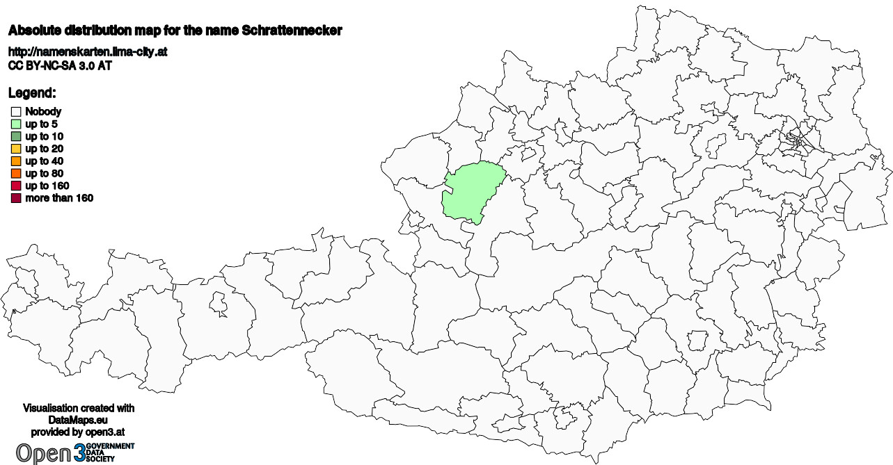 Absolute Distribution maps for surname Schrattennecker