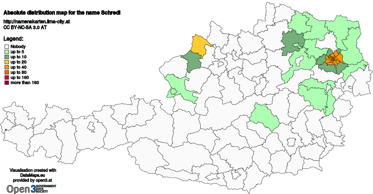 Absolute Distribution maps for surname Schredl