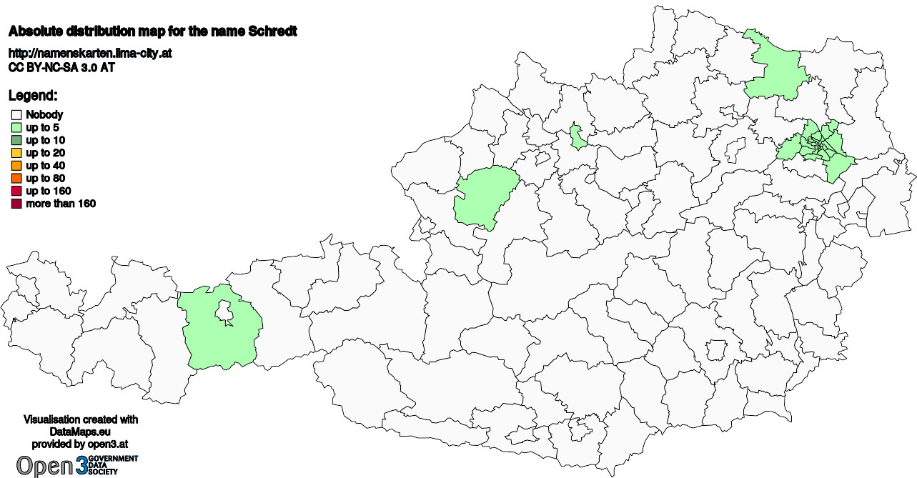 Absolute Distribution maps for surname Schredt