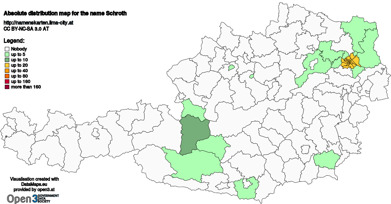 Absolute Distribution maps for surname Schroth