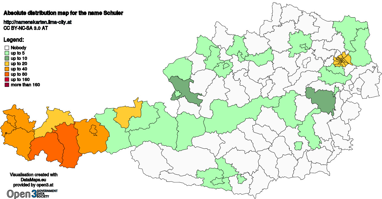 Absolute Distribution maps for surname Schuler