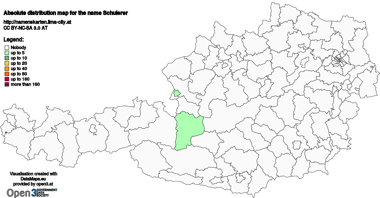 Absolute Distribution maps for surname Schulerer