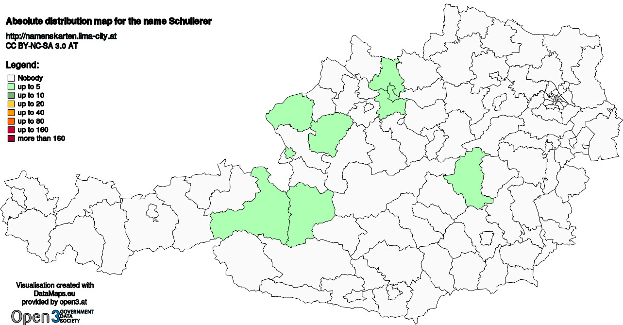 Absolute Distribution maps for surname Schullerer