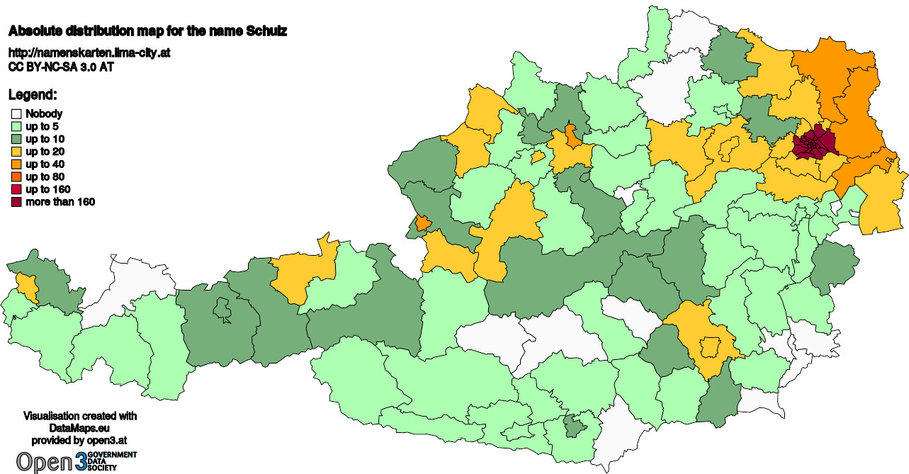 Absolute Distribution maps for surname Schulz