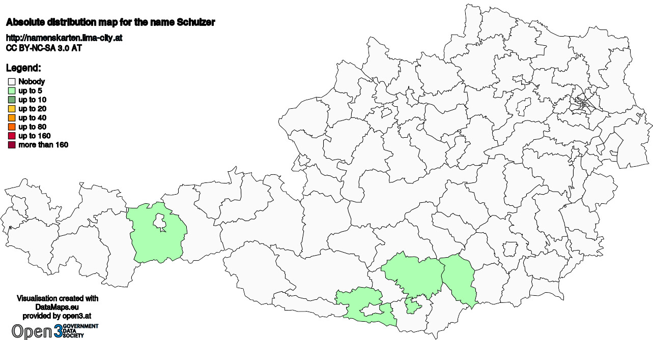 Absolute Distribution maps for surname Schulzer