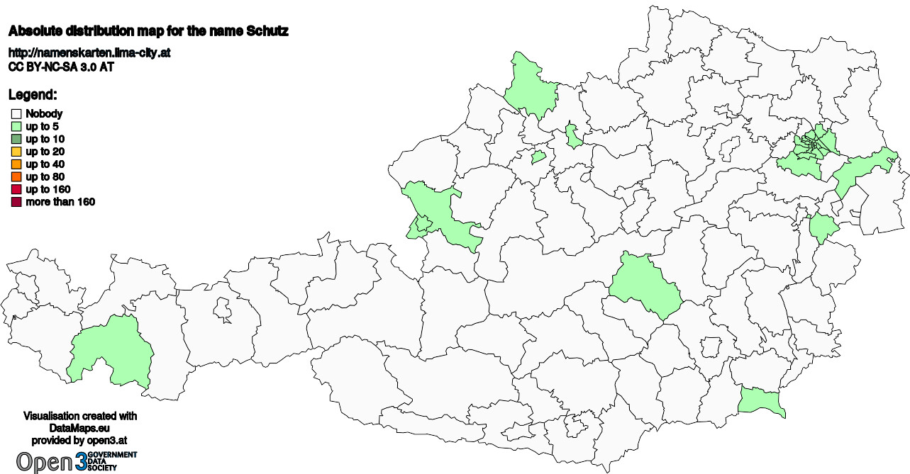 Absolute Distribution maps for surname Schutz