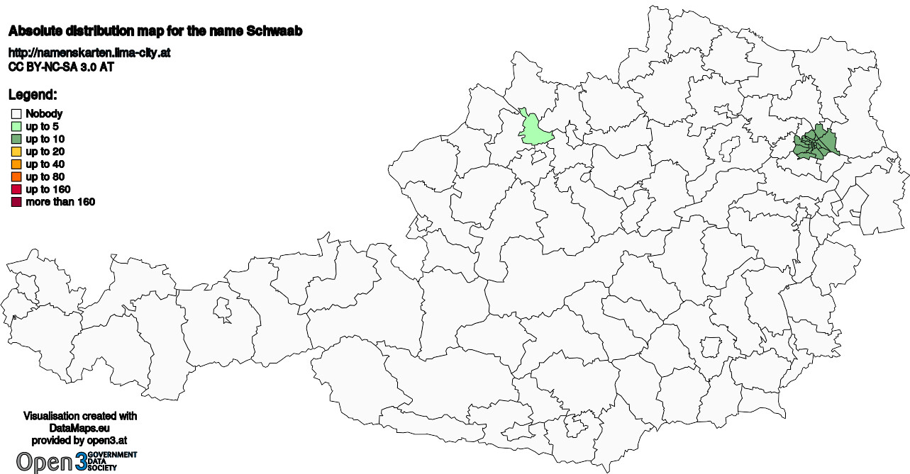 Absolute Distribution maps for surname Schwaab
