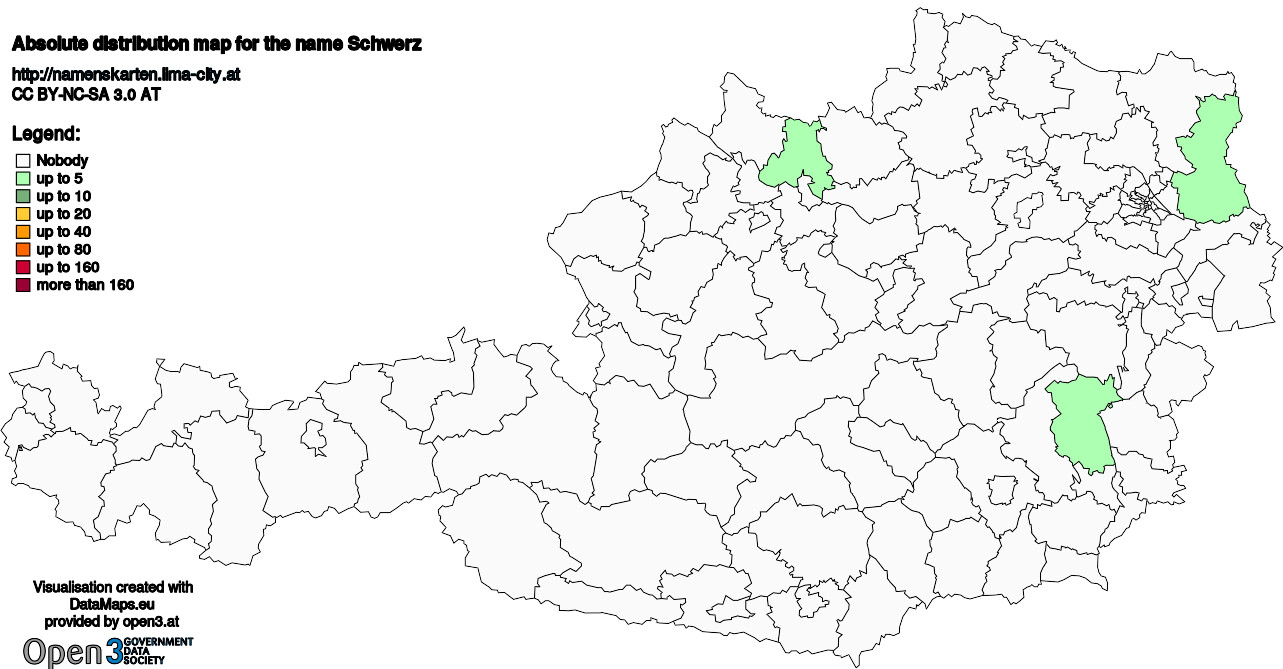Absolute Distribution maps for surname Schwerz