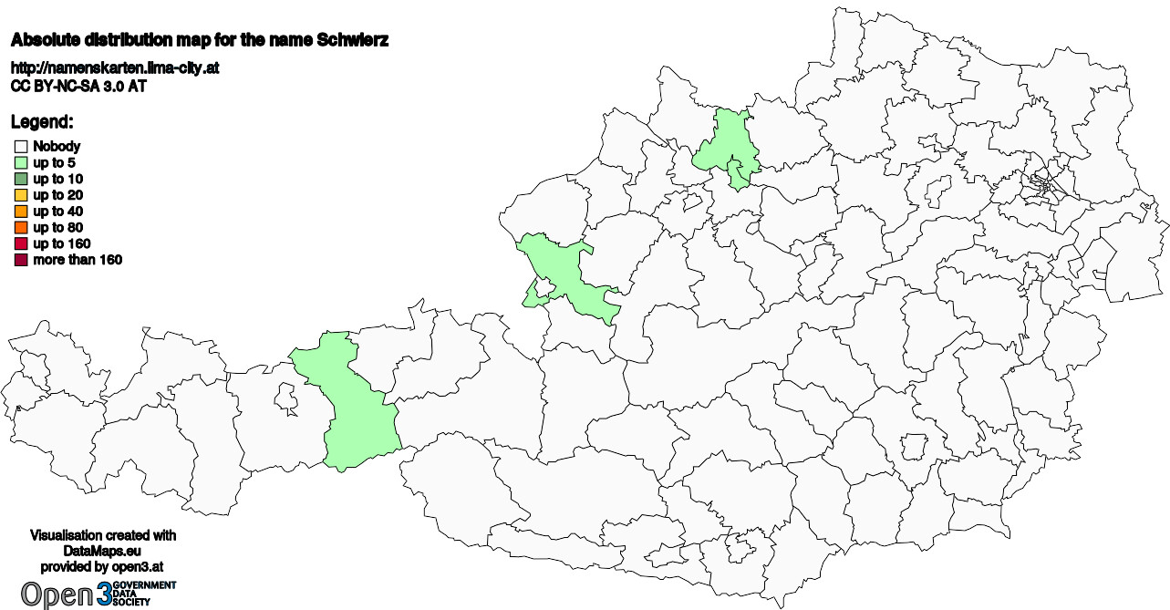 Absolute Distribution maps for surname Schwierz