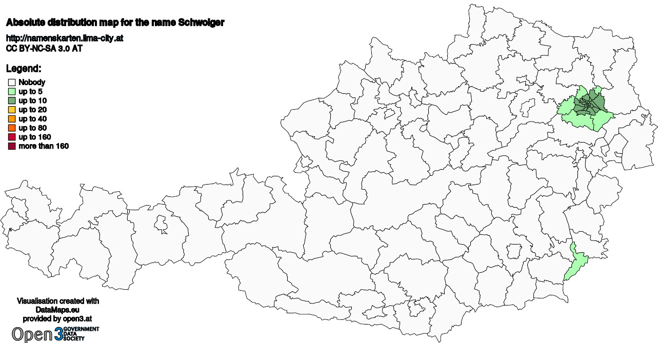 Absolute Distribution maps for surname Schwoiger