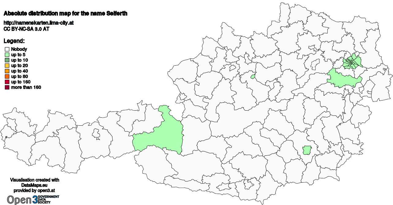 Absolute Distribution maps for surname Seiferth