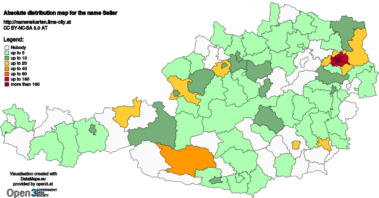 Absolute Distribution maps for surname Seiler