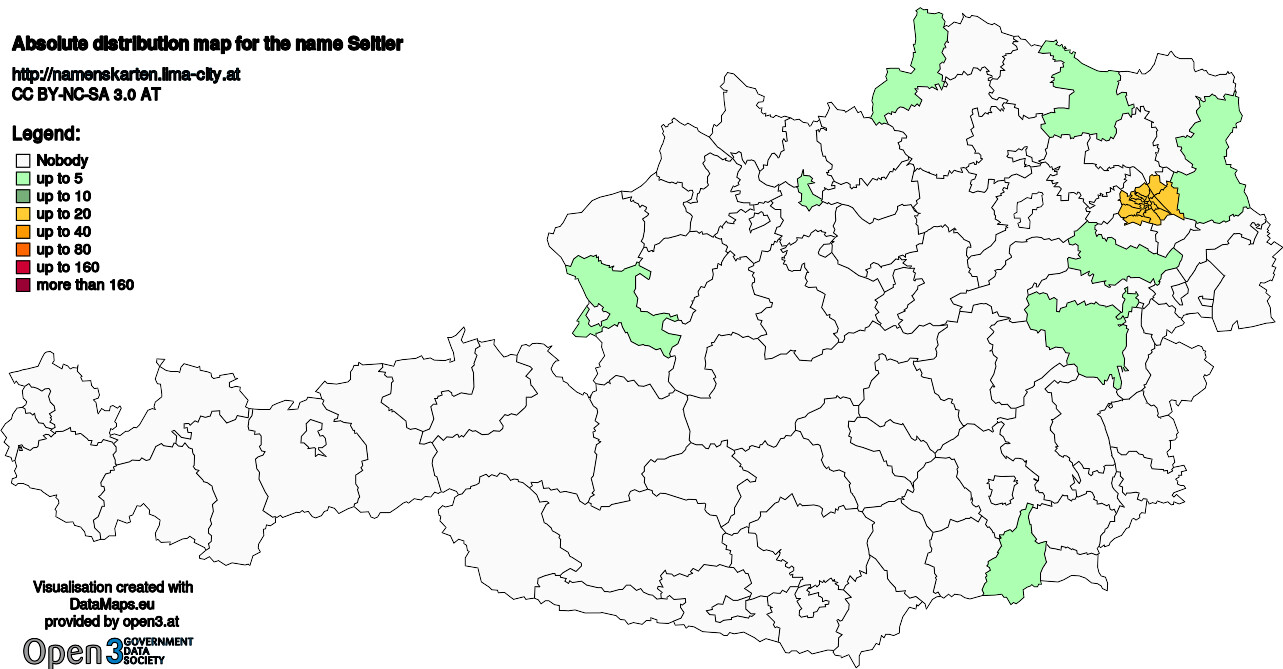Absolute Distribution maps for surname Seitler