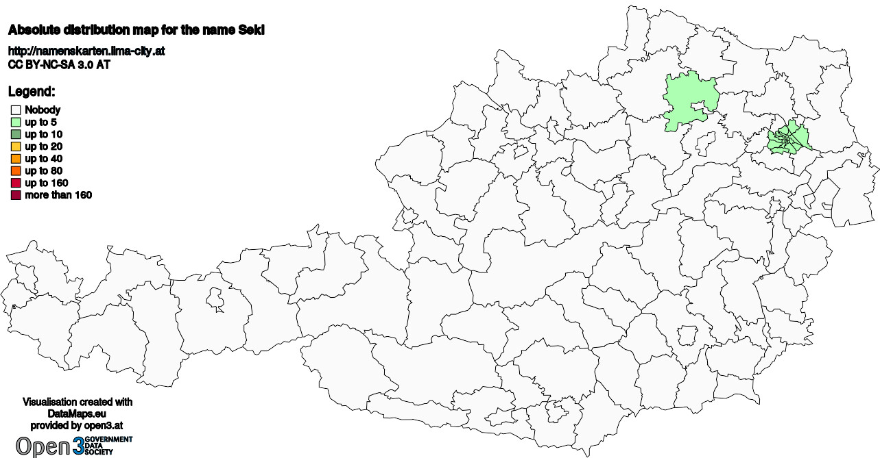 Absolute Distribution maps for surname Sekl