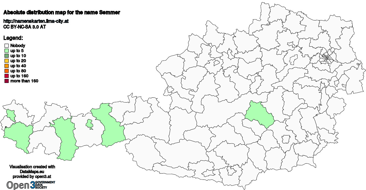 Absolute Distribution maps for surname Semmer