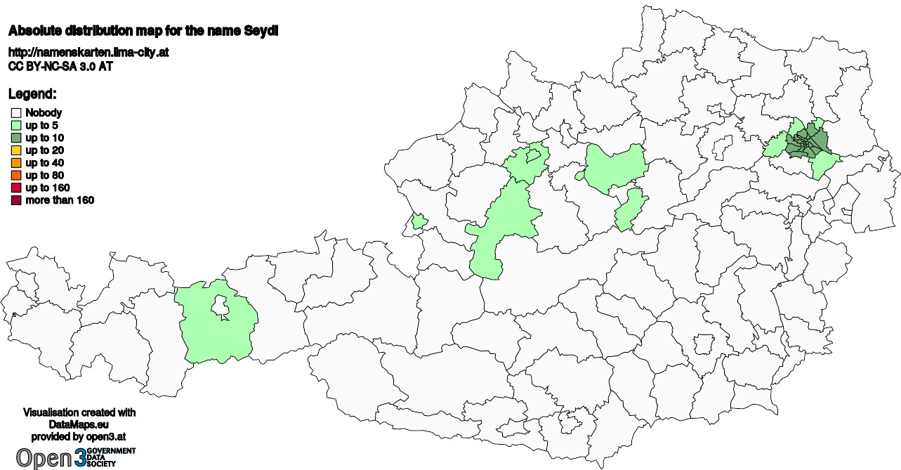 Absolute Distribution maps for surname Seydl