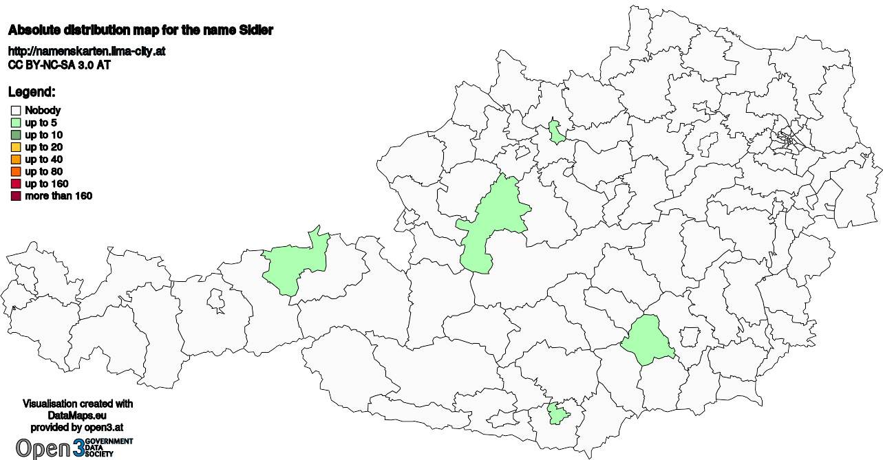 Absolute Distribution maps for surname Sidler