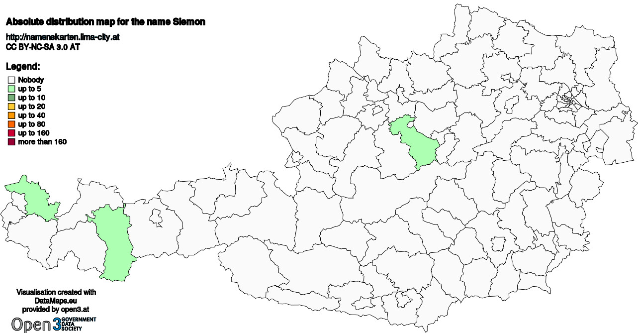 Absolute Distribution maps for surname Siemon