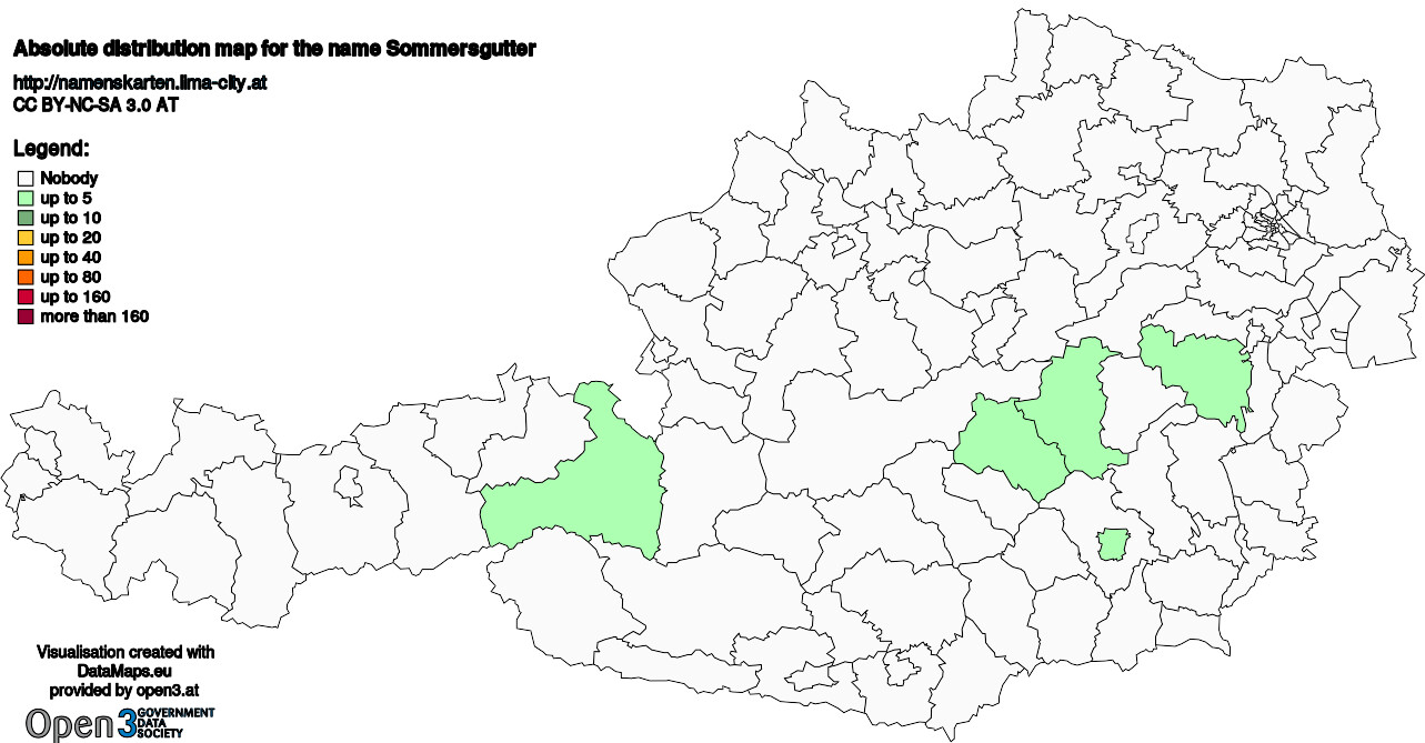 Absolute Distribution maps for surname Sommersgutter