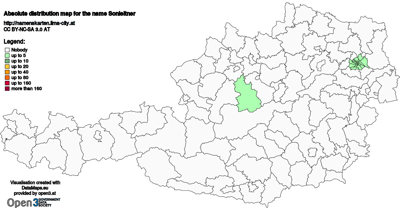 Absolute Distribution maps for surname Sonleitner