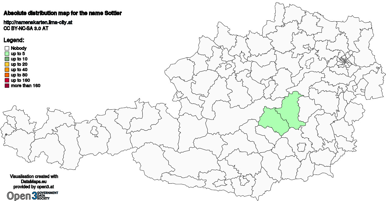 Absolute Distribution maps for surname Sottler