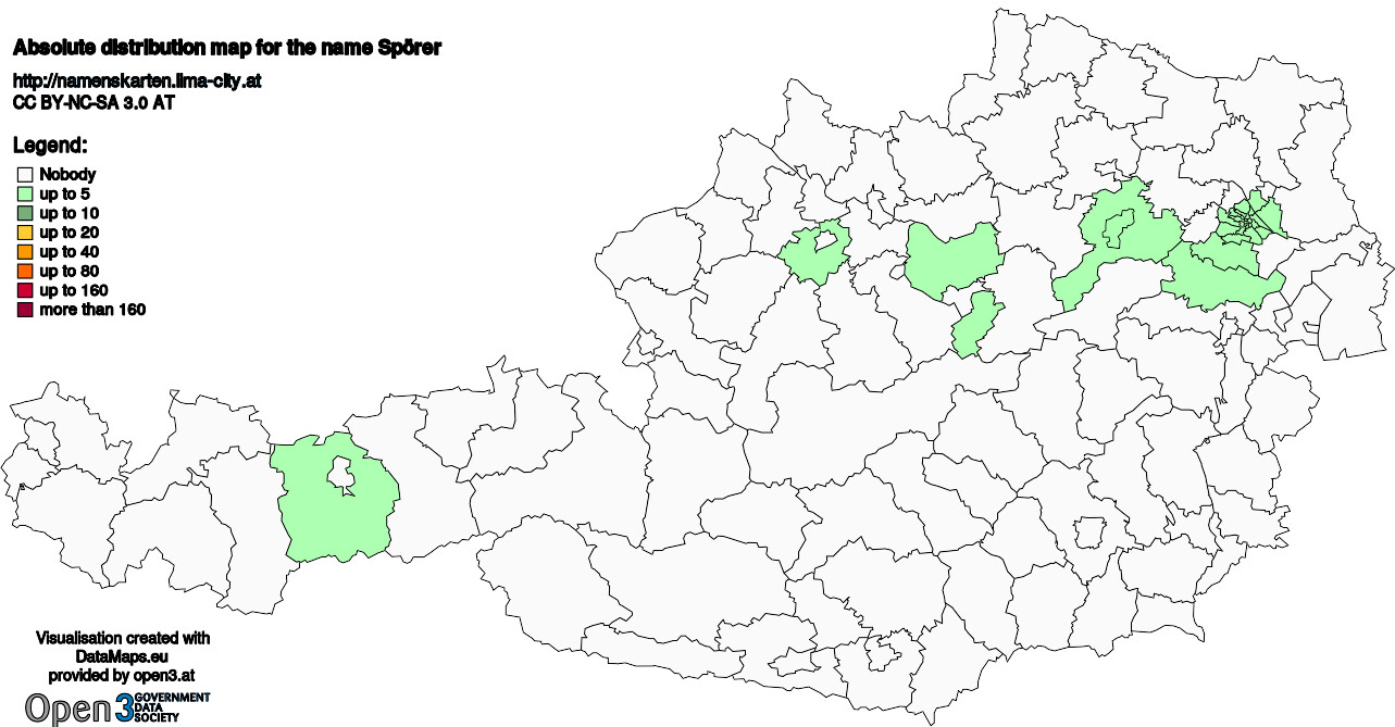 Absolute Distribution maps for surname Spörer