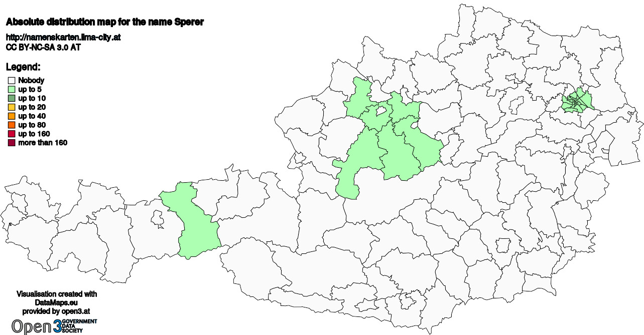 Absolute Distribution maps for surname Sperer