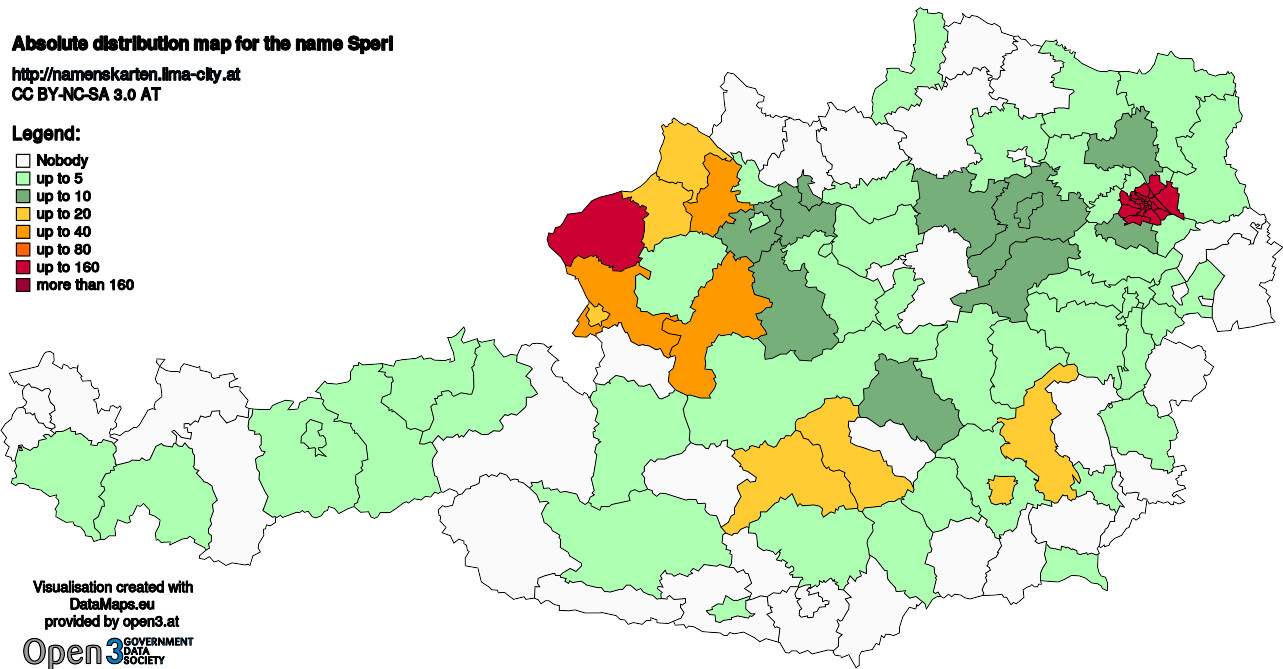 Absolute Distribution maps for surname Sperl