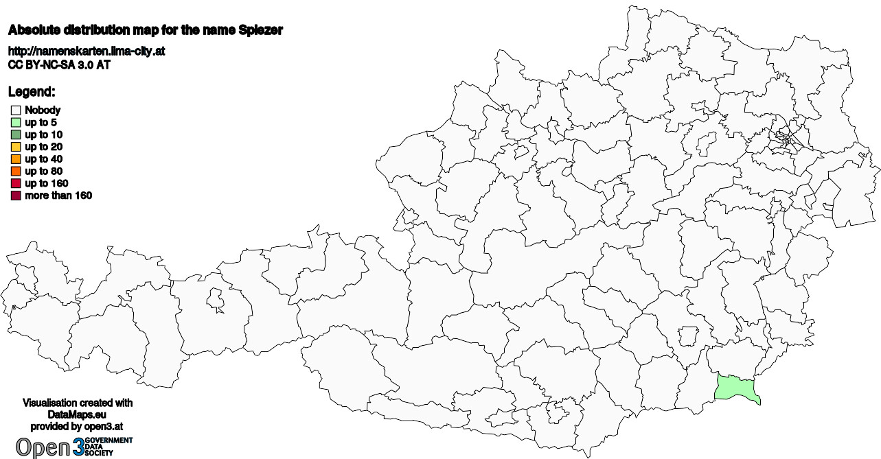 Absolute Distribution maps for surname Spiezer