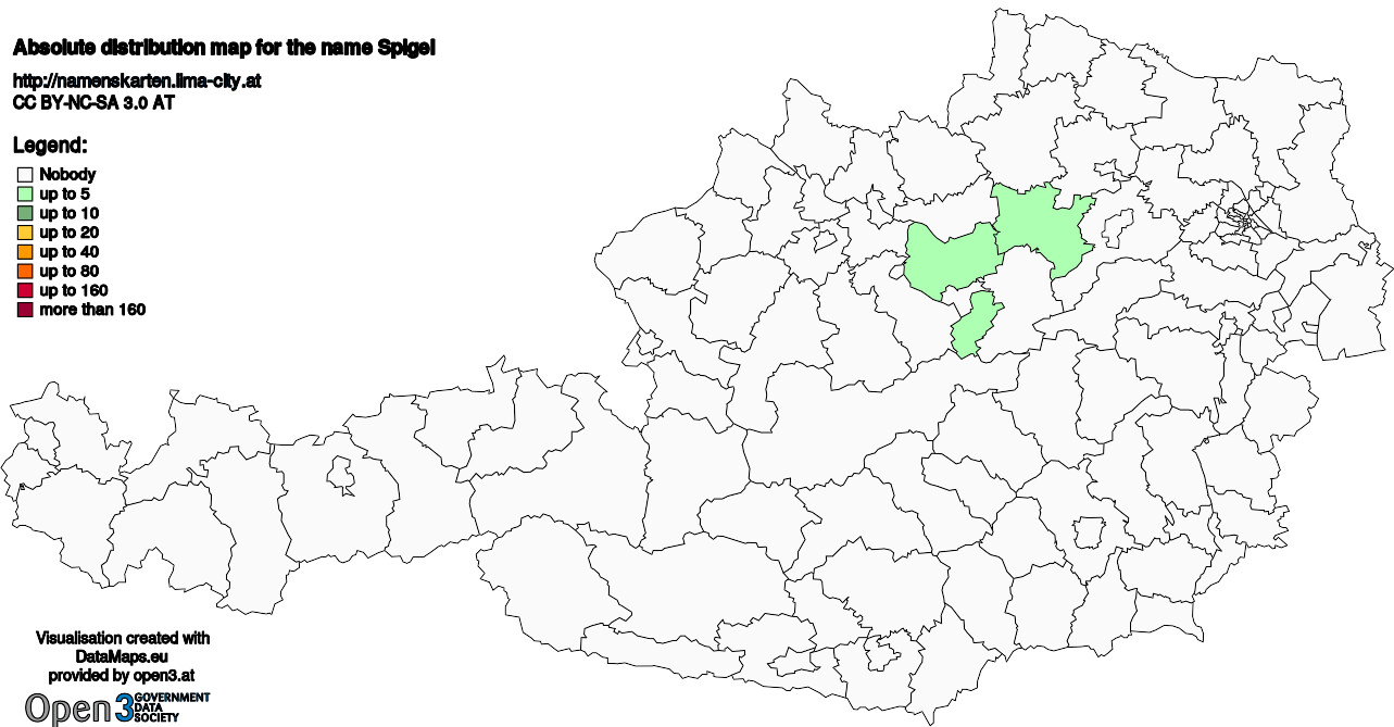 Absolute Distribution maps for surname Spigel