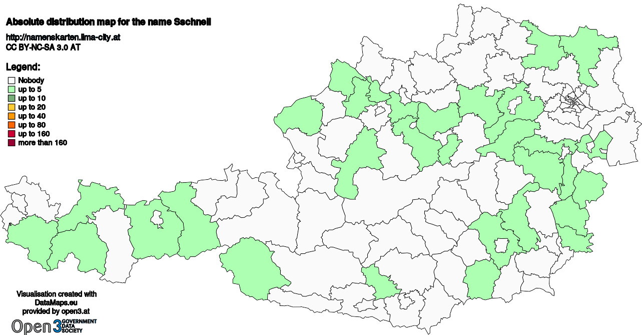 Absolute Distribution maps for surname Sschnell