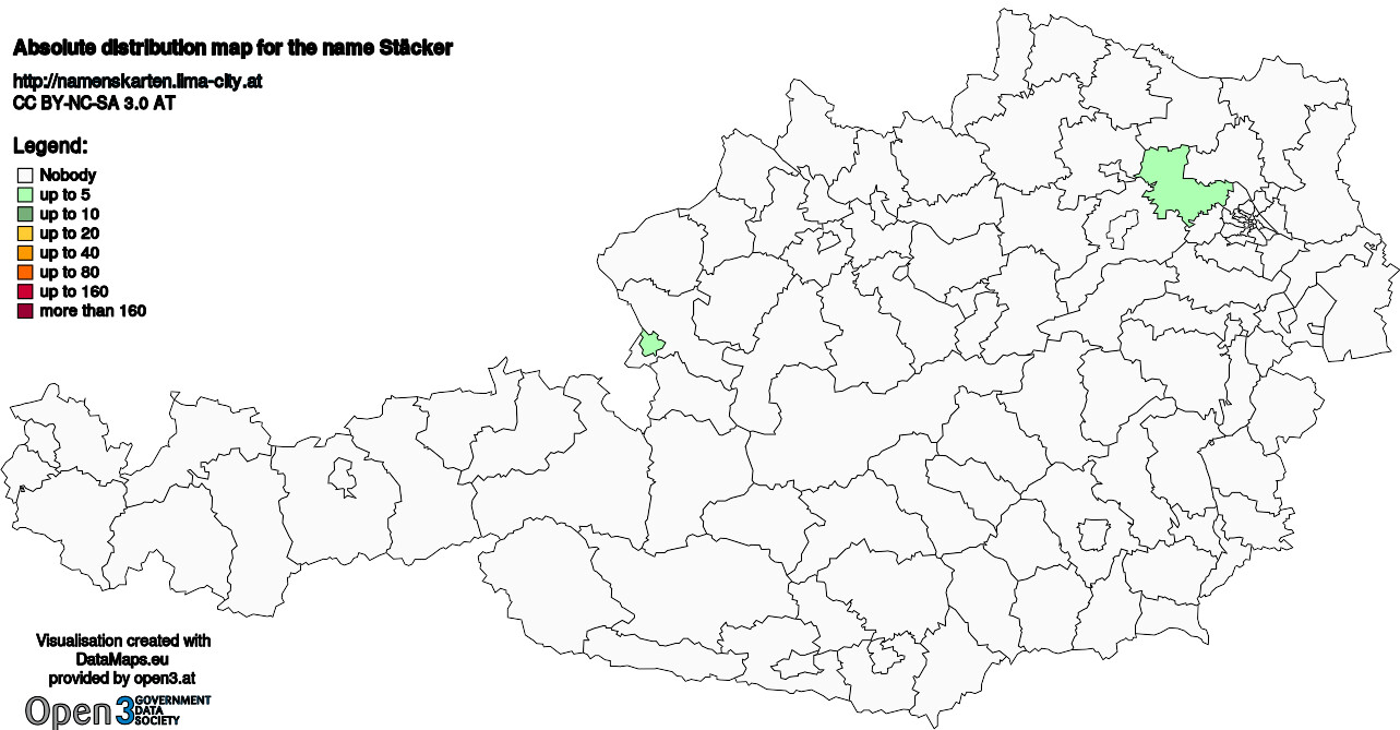 Absolute Distribution maps for surname Stäcker