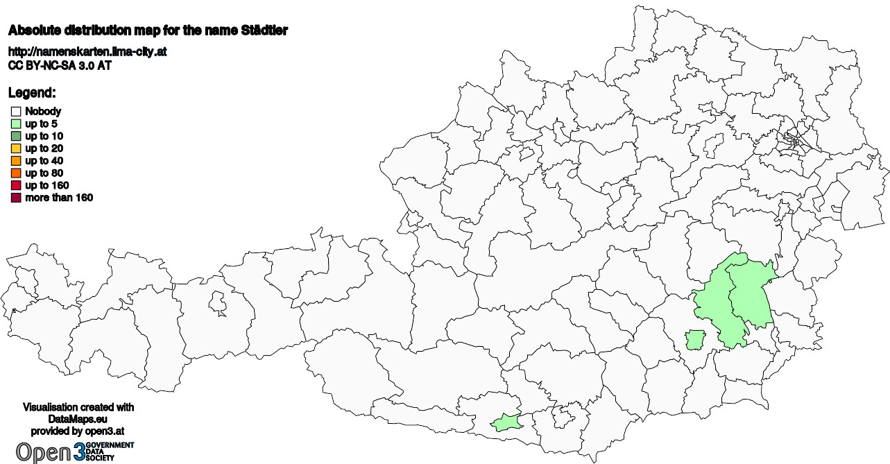 Absolute Distribution maps for surname Städtler
