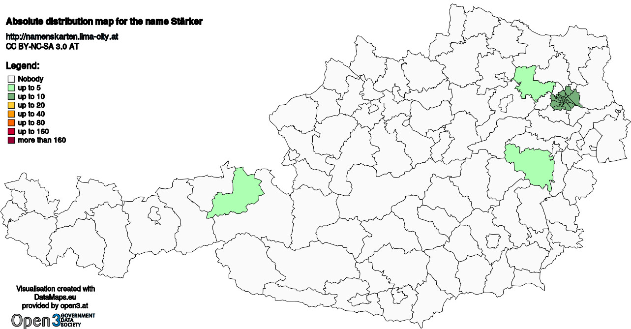 Absolute Distribution maps for surname Stärker