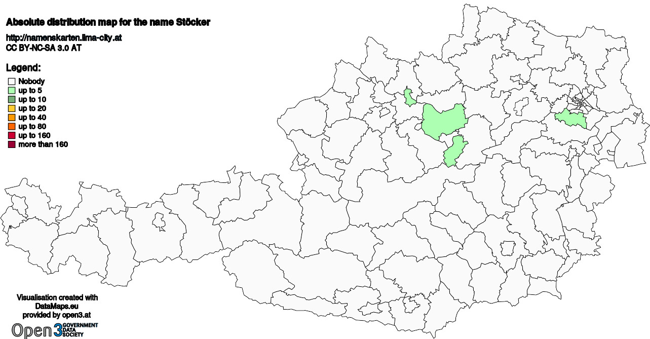 Absolute Distribution maps for surname Stöcker