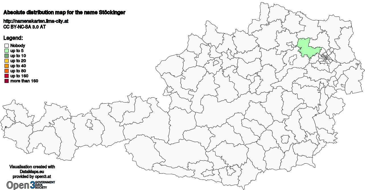 Absolute Distribution maps for surname Stöckinger