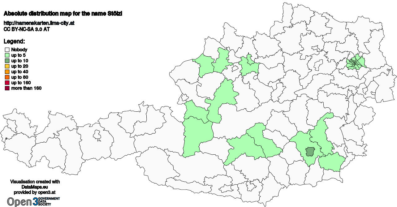 Absolute Distribution maps for surname Stölzl