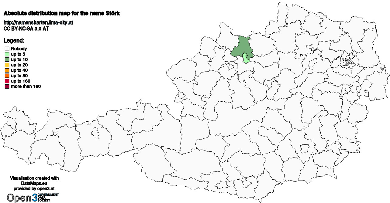 Absolute Distribution maps for surname Störk