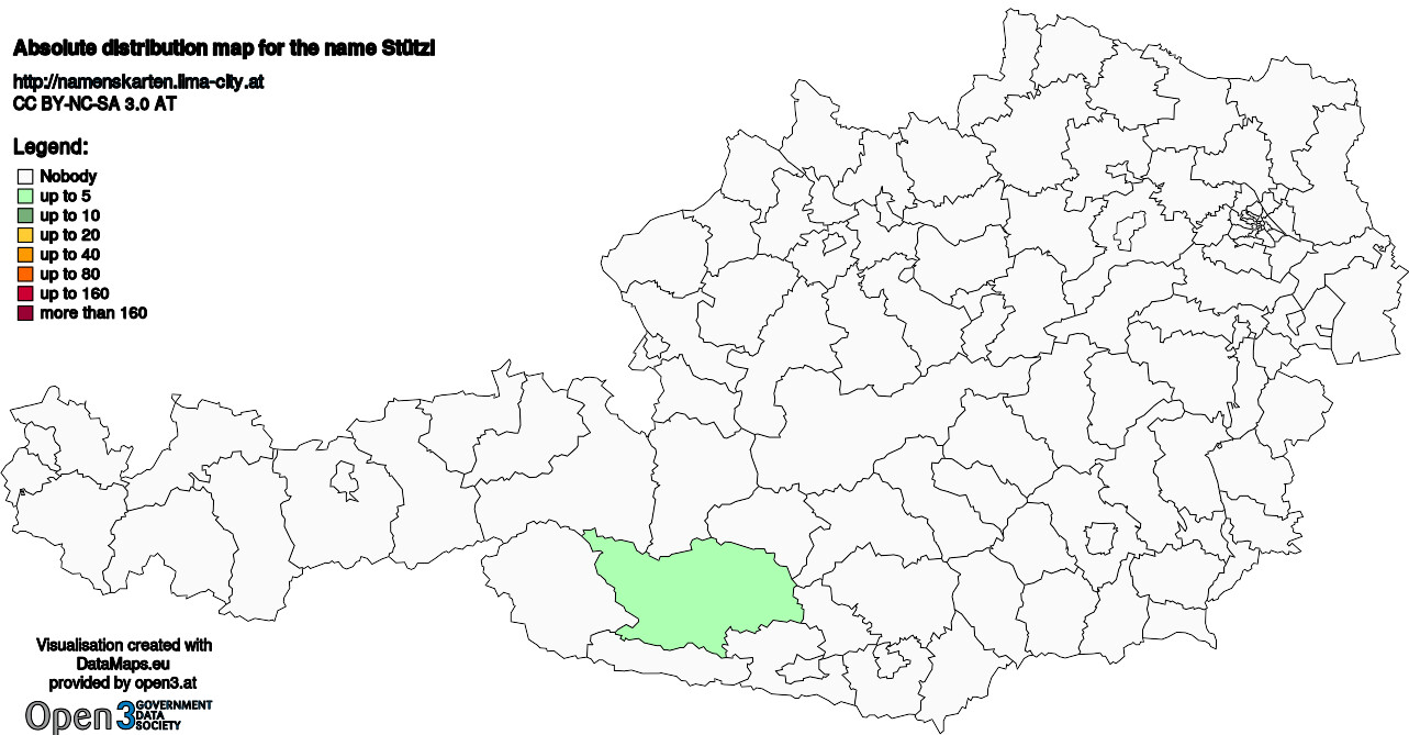 Absolute Distribution maps for surname Stützl