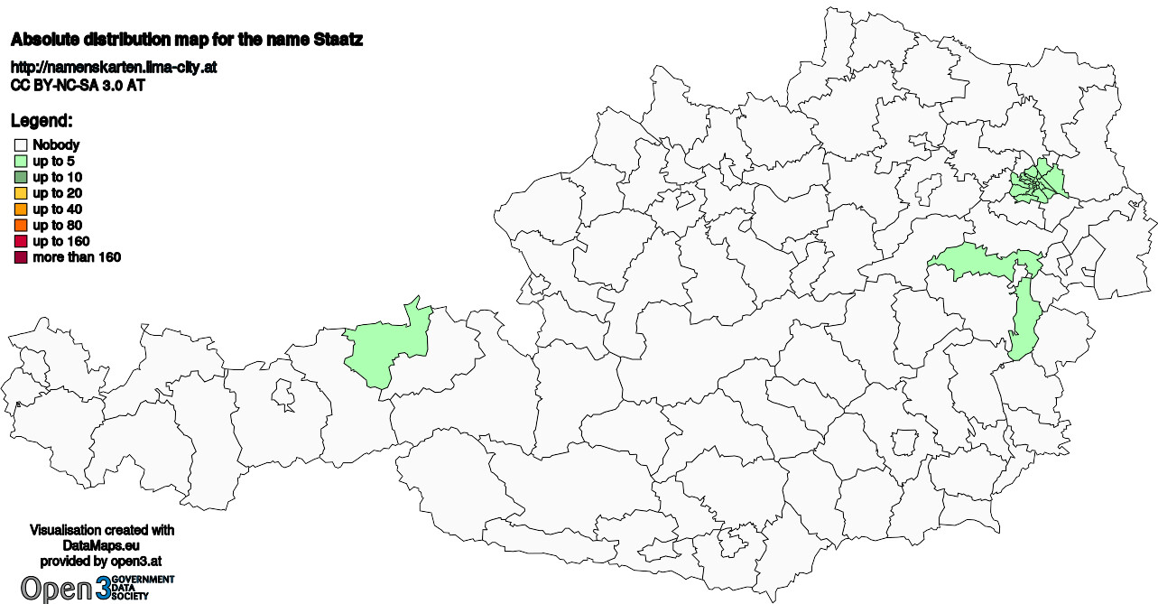 Absolute Distribution maps for surname Staatz