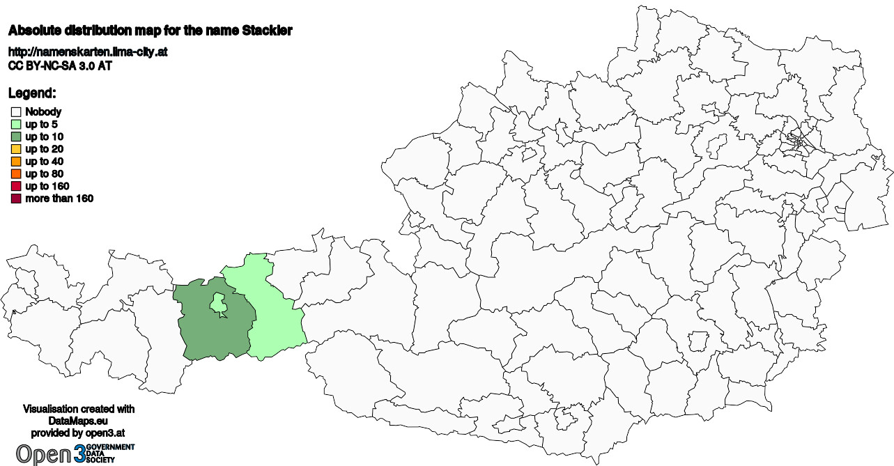 Absolute Distribution maps for surname Stackler