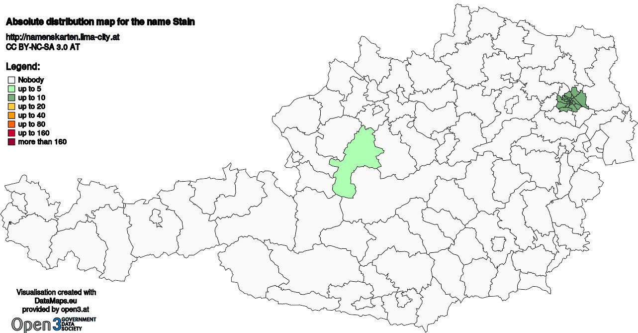 Absolute Distribution maps for surname Stain