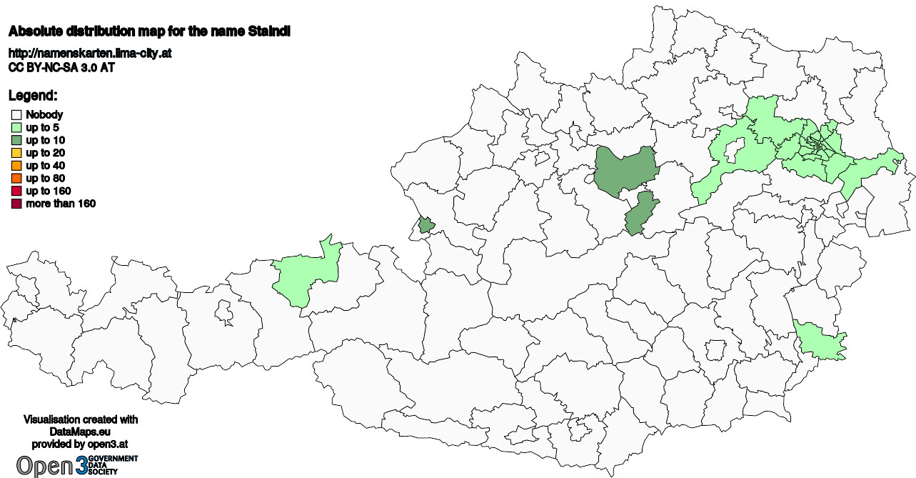 Absolute Distribution maps for surname Staindl