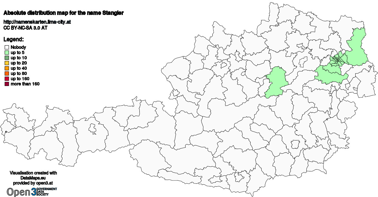 Absolute Distribution maps for surname Stangler