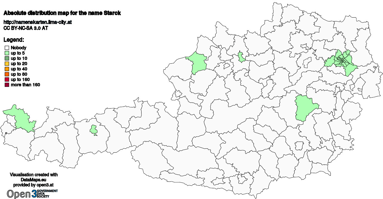 Absolute Distribution maps for surname Starck