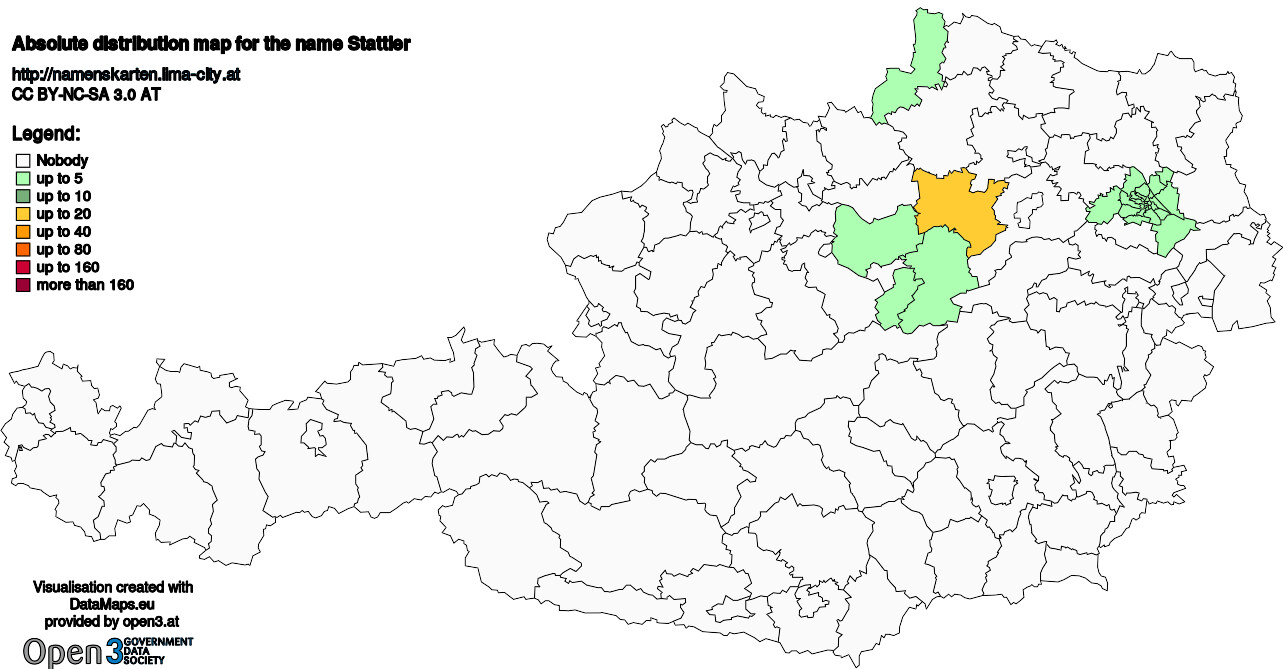 Absolute Distribution maps for surname Stattler