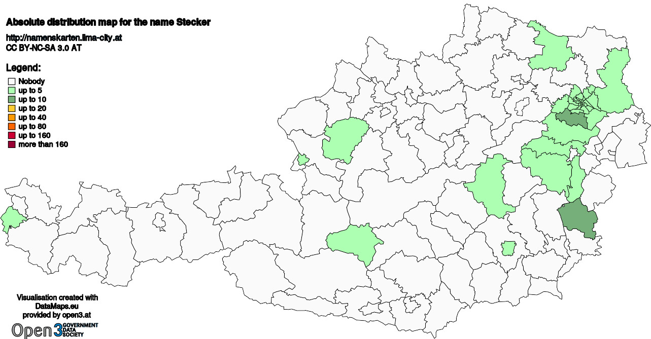 Absolute Distribution maps for surname Stecker