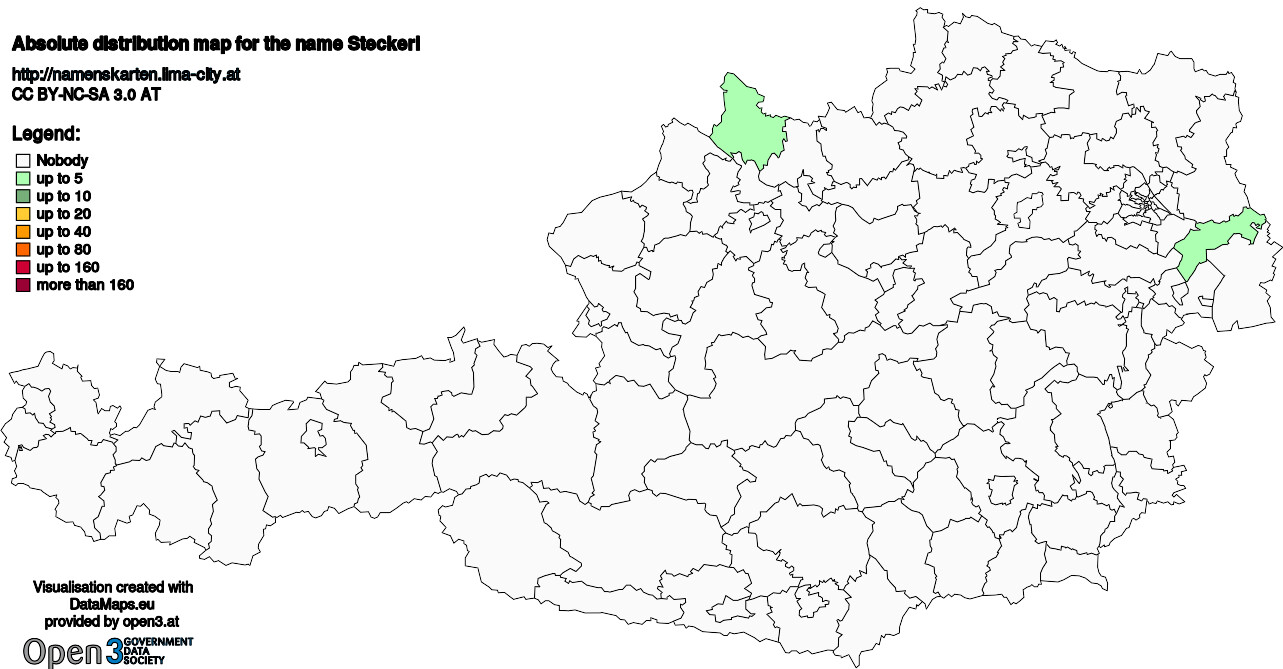 Absolute Distribution maps for surname Steckerl