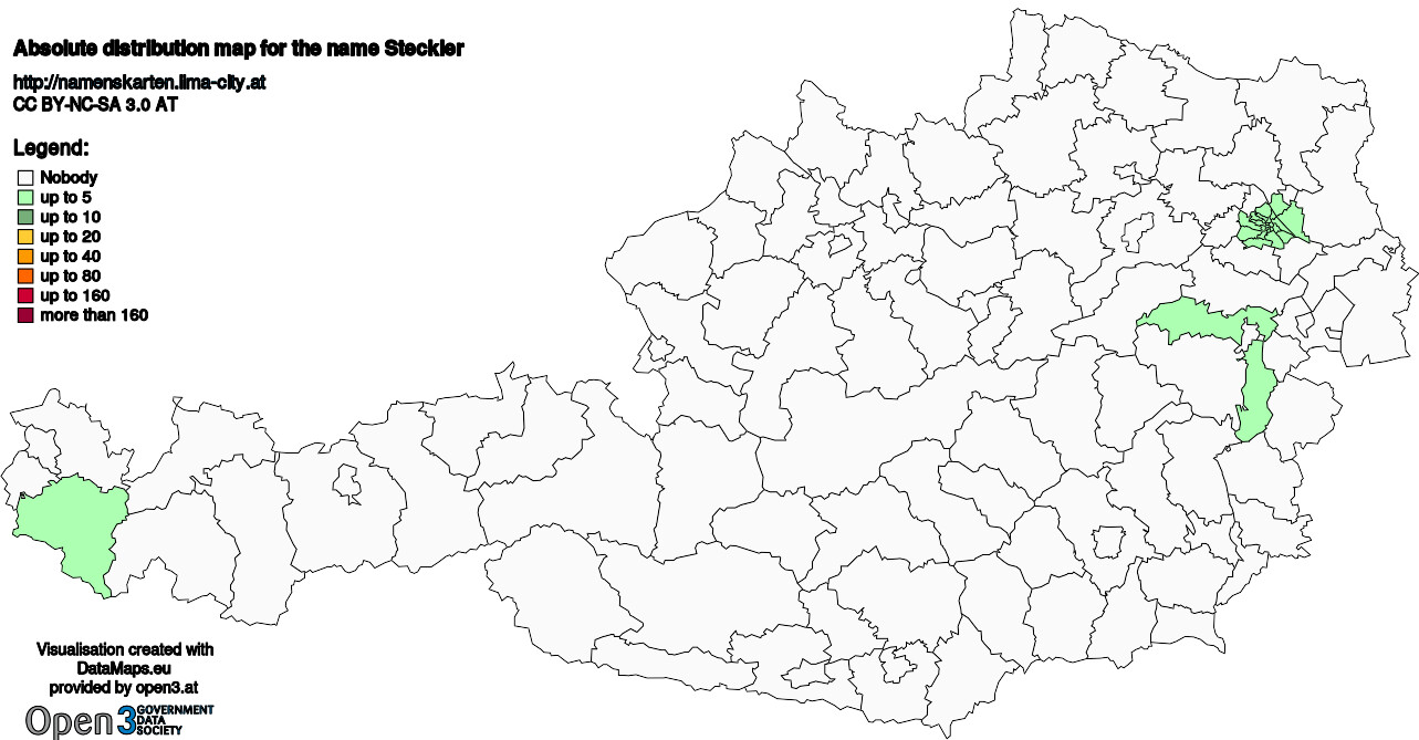 Absolute Distribution maps for surname Steckler