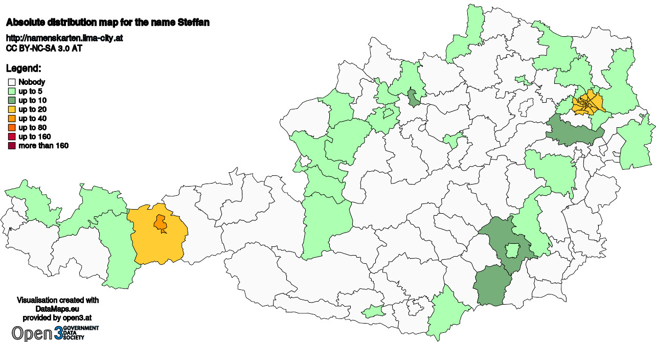 Absolute Distribution maps for surname Steffan